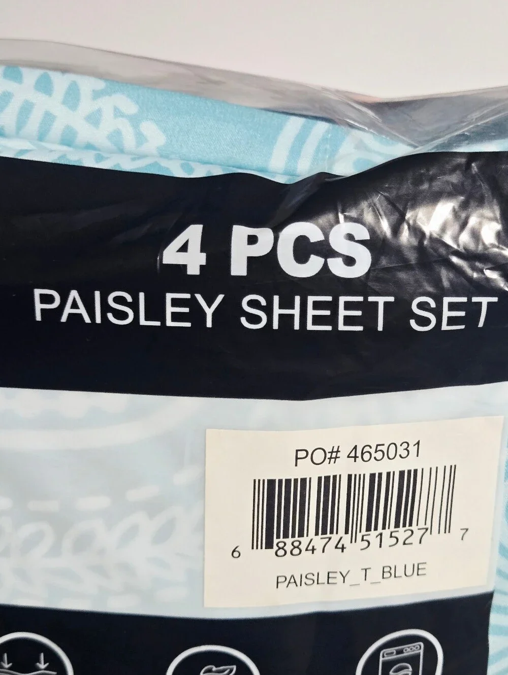 LDC Lux Decor Collection Twin 4 Piece Sheet Set Blue Paisley Deep Pocket NEW